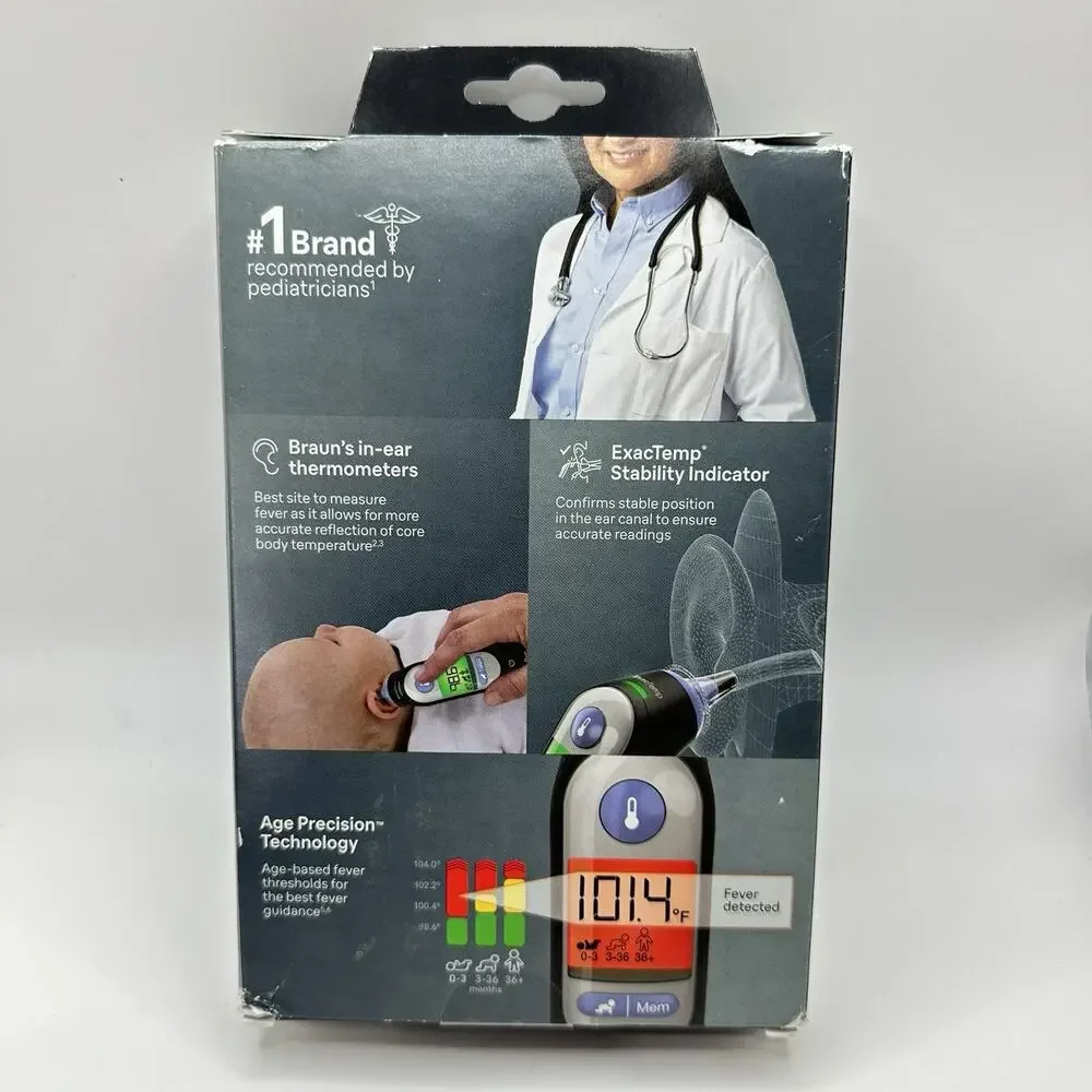 New Braun ThermoScan 7 Ear Thermometer IRT6520BUSV1 for Adults, Babies & Infants